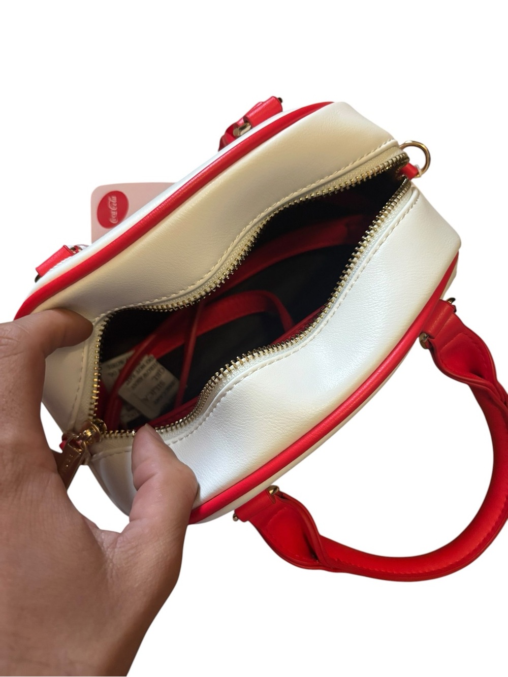 Cherry Coke White and Red Dome Satchel w Strap - Picture 4 of 4